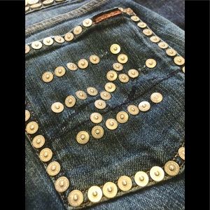 Zac Posen 7FMK 7/9 Designer OOAK Bada$$ Rivet Denim Jeans